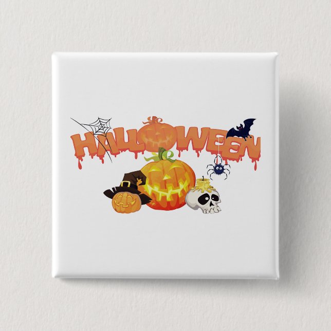 Cute Halloween Decorations 2 Inch Square Button (Front)