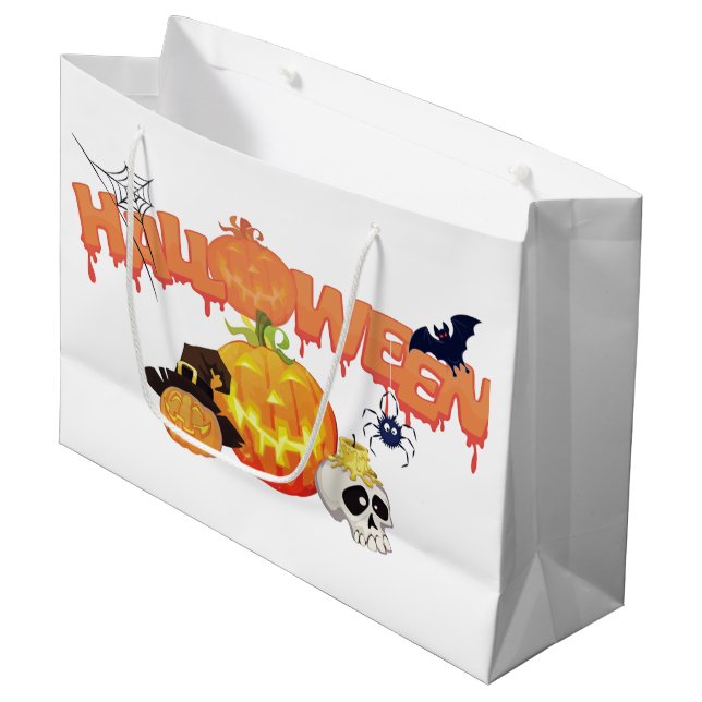 Cute Halloween Decorations Large Gift Bag (Front Angled)