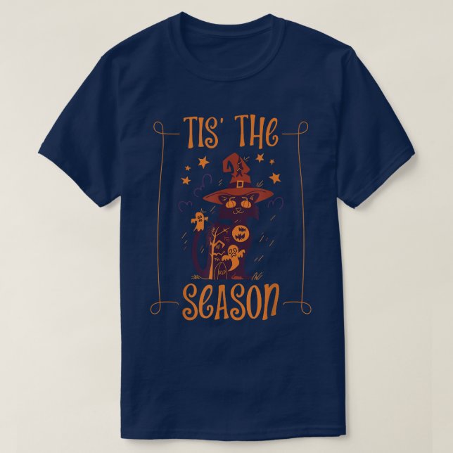 Cute Halloween Design of Cat With Witch Hat Tis Th T-Shirt (Design Front)