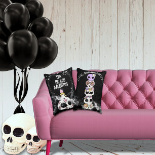 Cute Halloween Dia de Los Muertos Skull Pillow