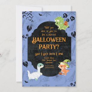 Cute Halloween Dino 1 Party Invitation