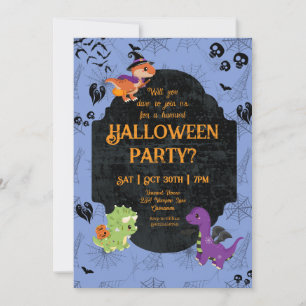 Cute Halloween Dino 2 Party Invitation