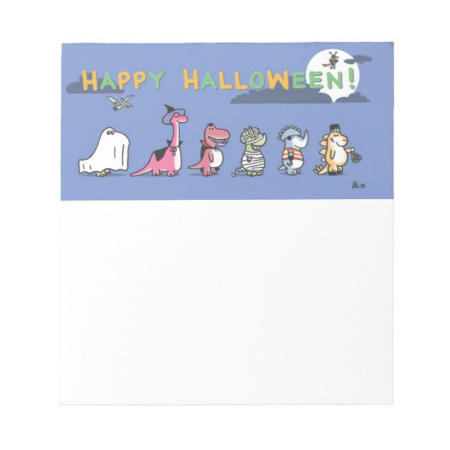 Cute Halloween Dinosaur Notepad (Front)