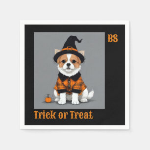 Cute Halloween dog in Disguise Festive Napkin