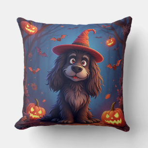 Cute Halloween dog Throw Pillow