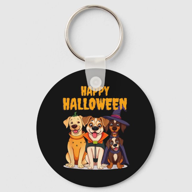 Cute Halloween Dogs Funny - Unique Design Keychain (Front)