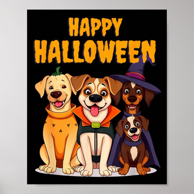 Cute Halloween Dogs Funny - Unique Design Poster (Front)