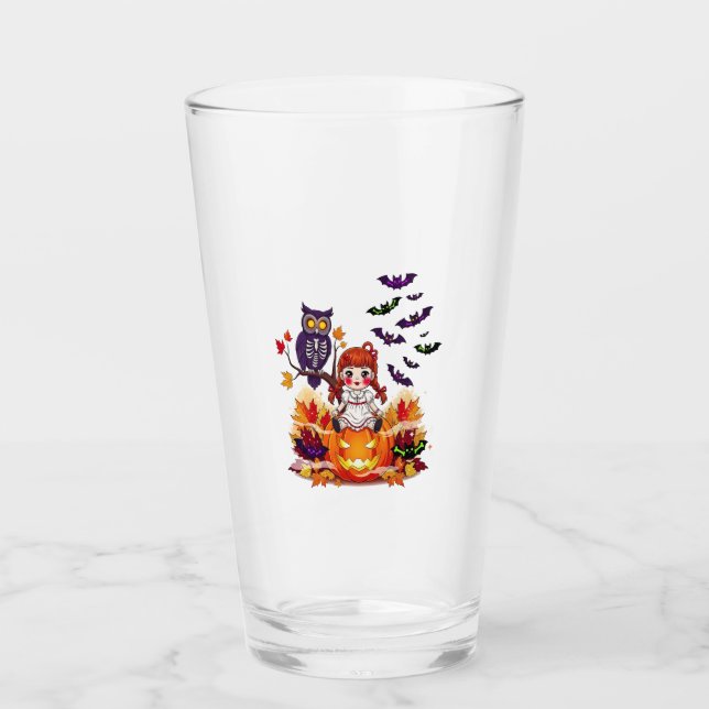 Cute Halloween Doll Owl Glass (Front)