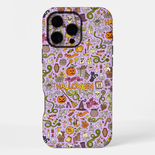 Cute Halloween Doodle Pattern iPhone Case (Back)