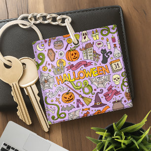 Cute Halloween Doodle Pattern Keychain