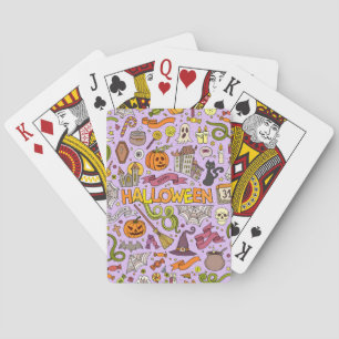 Cute Halloween Doodle Pattern Playing Cards
