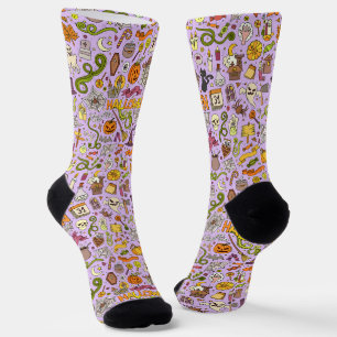 Cute Halloween Doodle Pattern Socks