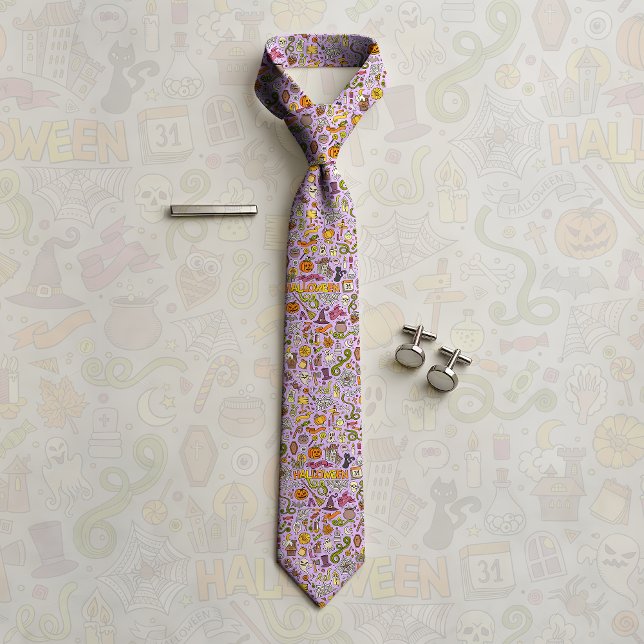 Cute Halloween Doodle Pattern Tie (Creator Uploaded)