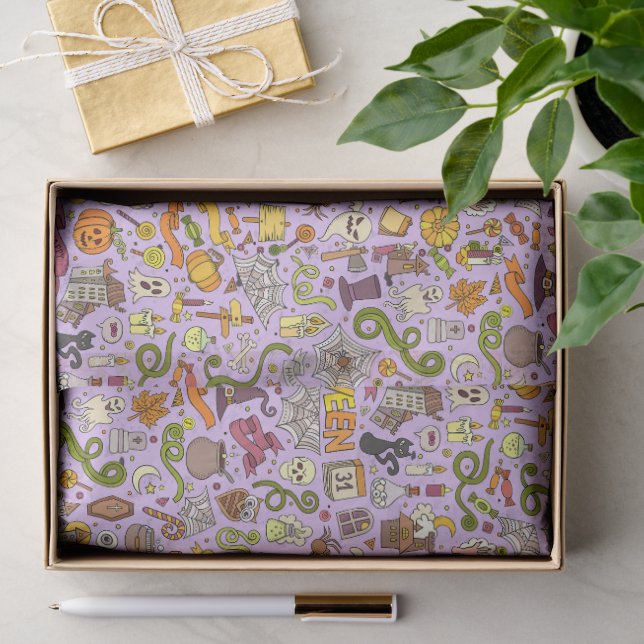 Cute Halloween Doodle Pattern Tissue Paper (Gift)