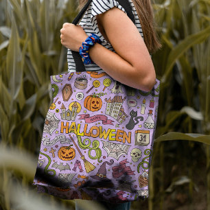 Cute Halloween Doodle Pattern Tote Bag