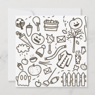 Cute Halloween Doodle Seamless Pattern, Halloween Holiday Card