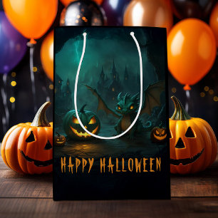 Cute Halloween Dragon Scary Pumpkins Medium Gift Bag