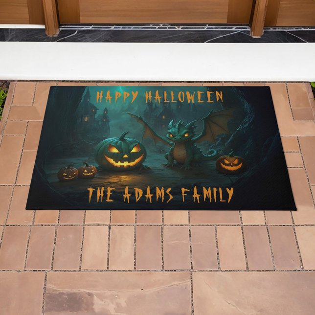 Cute  Halloween Dragon with Scary Pumpkins Doormat (Creator Uploaded)