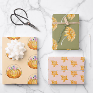 Cute Halloween Earth Tones Wrapping Paper Sheet
