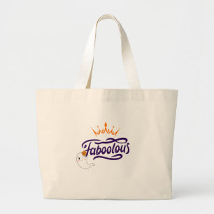 Cute Halloween, Faboolous, Cute Ghost, Preppy Large Tote Bag