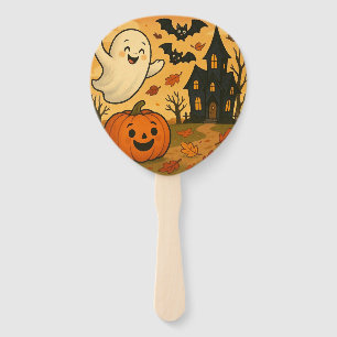 Cute Halloween/fall ghost pumpkin cartoon Hand Fan