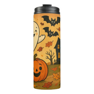 Cute Halloween/fall ghost pumpkin cartoon Thermal Tumbler