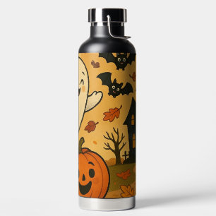 Cute Halloween/fall ghost pumpkin cartoon Water Bottle