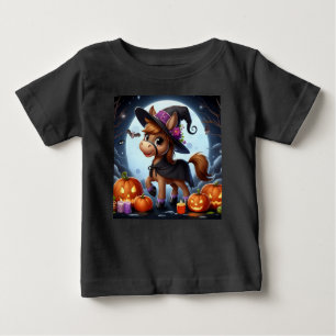 Cute Halloween/Fall horse, bat & pumpkins Baby T-Shirt