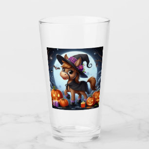 Cute Halloween/Fall horse, bat & pumpkins Glass