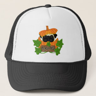Cute Halloween Fall Pug Pugkin Pumpkin Patch Trucker Hat