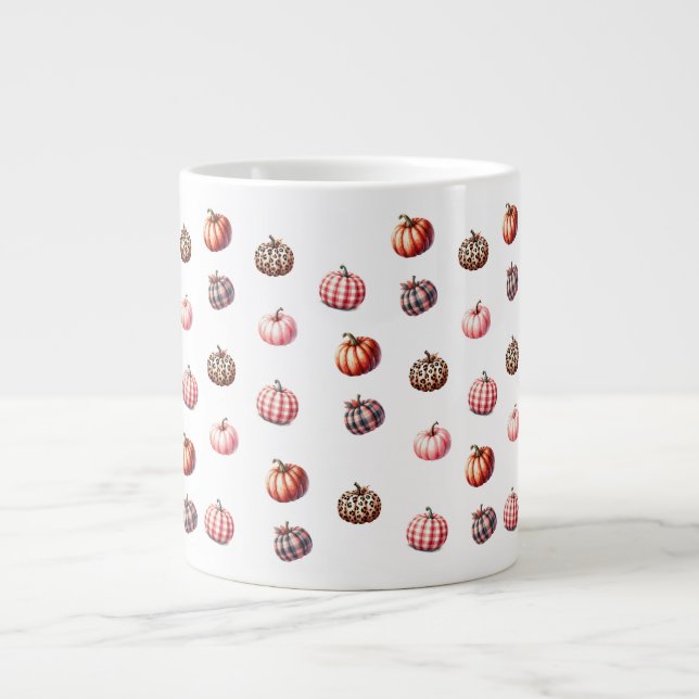 cute Halloween/Fall pumpkin pattern Large Coffee Mug (Front)
