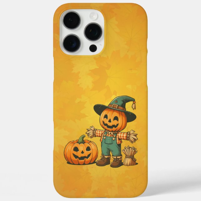 Cute Halloween/Fall scarecrow and pumpkin Case-Mate iPhone Case (Back)