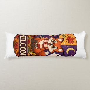 Cute Halloween Fox Witch Ghost Fall Autumn Welcome Body Pillow