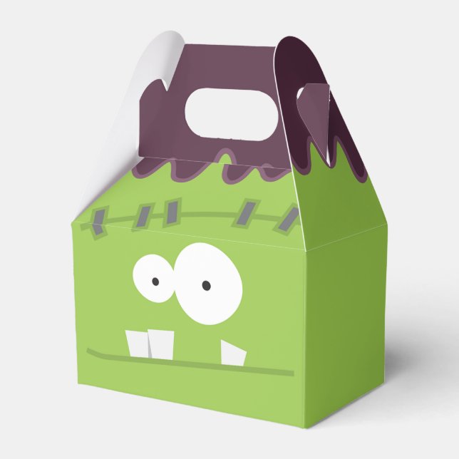 Cute Halloween Frankenstein Monster Face Favor Box (Front Side)