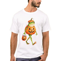 Cute Halloween Frog in Pumpkin Costume