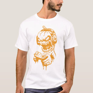 Cute Halloween Gaming Pumpkin Graphic T-Shirt