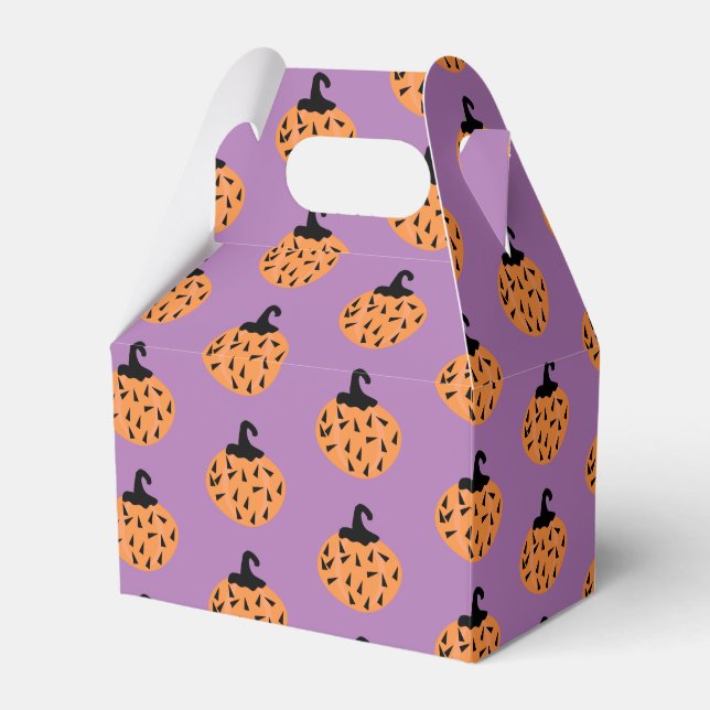 Cute Halloween Geometric Confetti Pumpkin Favor Box (Front Side)