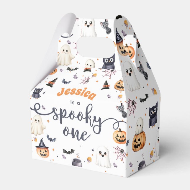 Cute Halloween Ghost 1st Birthday Party Favor Box (Front Side)