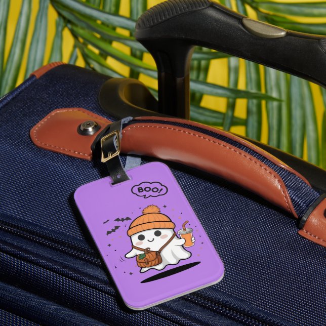Cute Halloween Ghost Aesthetic – Kawaii Luggage Tag (Front Insitu 1)