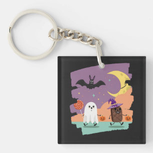 Cute Halloween Ghost and Candy Friends Keychain