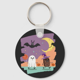Cute Halloween Ghost and Candy Friends Keychain