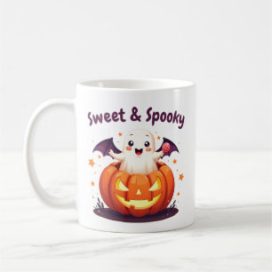 Cute halloween ghost and pumpkin mug