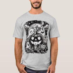 Cute Halloween Ghost and Pumpkin T-Shirt