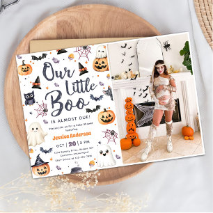Cute Halloween Ghost Baby Shower Party Photo Invitation