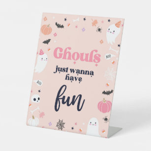 Cute Halloween Ghost Birthday Party Decorations Pedestal Sign