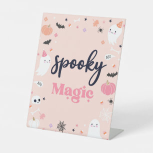 Cute Halloween Ghost Birthday Party Decorations Pedestal Sign