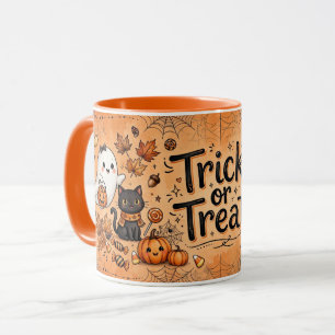 Cute Halloween Ghost Black Cat Pumpkin Mug