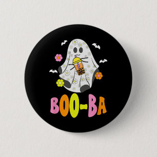 Cute Halloween Ghost Boo Boba Addict Bubble Milk T 2 Inch Round Button
