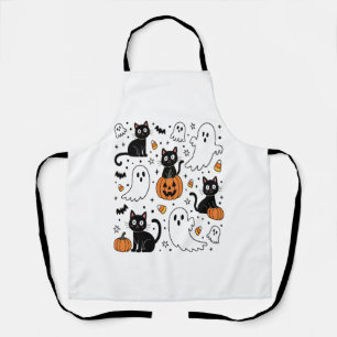 Cute Halloween Ghost Boo Cat Apron
