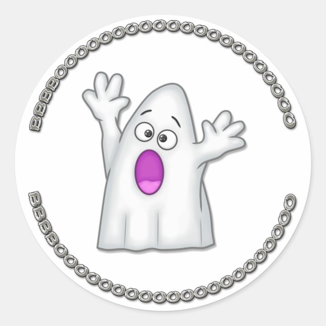 Cute Halloween Ghost Boo Classic Round Sticker (Front)